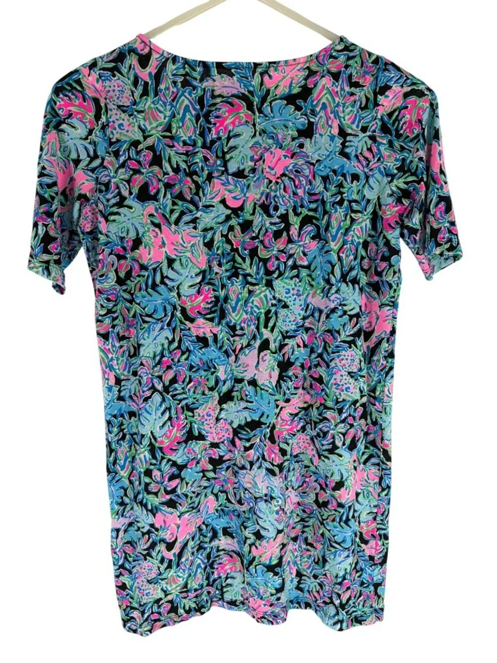 Lilly Pulitzer Girls Mini Marlowe Let's Get Wild Tropical Floral T-Shirt Dress 1